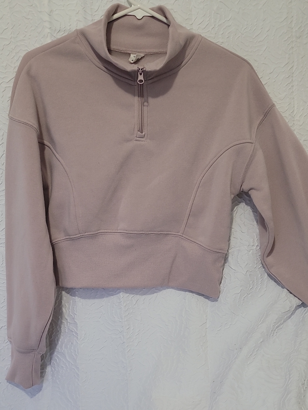 Cropped 💎Quarter-Zip Sweatshirt in Dusty Mauve